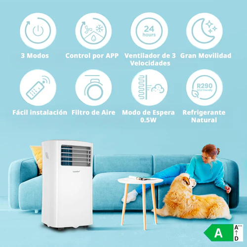 Aire acondicionado portátil COMFEE Pingüino 8000 BTU, silencioso, kit ventana, 3 en 1