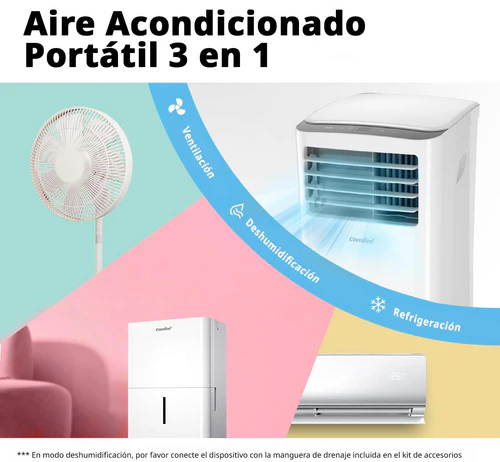 Aire acondicionado portátil COMFEE Pingüino 8000 BTU, silencioso, kit ventana, 3 en 1